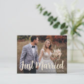 Casual net getrouwd scriptfoto aankondigingskaart (Staand voorkant)