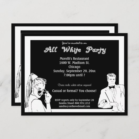 Casual of formele witte partij kaart (Voorkant / Achterkant)