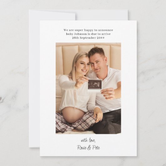 Casual opmerking 2 Verticale foto Zwangerschap Aankondiging (Achterkant)