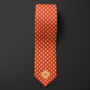Casual Oranje cirkels Monogram Stropdas