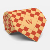 Casual Oranje geruit monogram Stropdas (Opgerold)