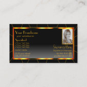 Casual Oranje Lijst en zwarte gradiënt met foto Visitekaartje (Achterkant)