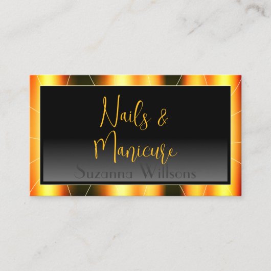 Casual Oranje Lijst en zwarte gradiënt met foto Visitekaartje (Voorkant)