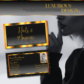 Casual Oranje Lijst en zwarte gradiënt met foto Visitekaartje