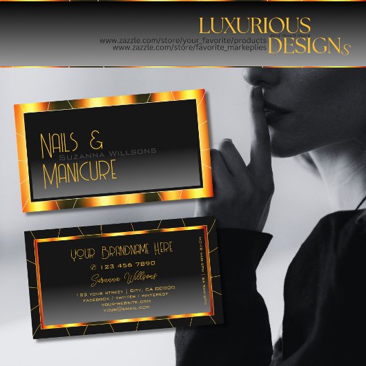 Casual Oranje Lijst Zwart Gradient Stijlvol Modern Visitekaartje