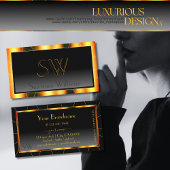 Casual Oranje Lijsten Zwarte Gradiënt met Monogram Visitekaartje