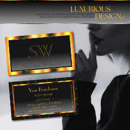 Casual Oranje Lijsten Zwarte Gradiënt met Monogram Visitekaartje