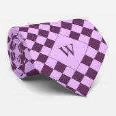 Casual Paarse geruite monogram Stropdas (Opgerold)