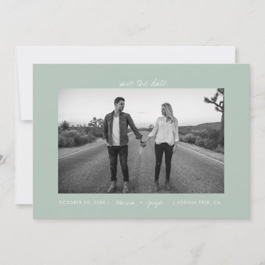 Casual pastel salie Lijst foto Save The Date (Voorkant)