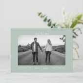 Casual pastel salie Lijst foto Save The Date (Staand voorkant)