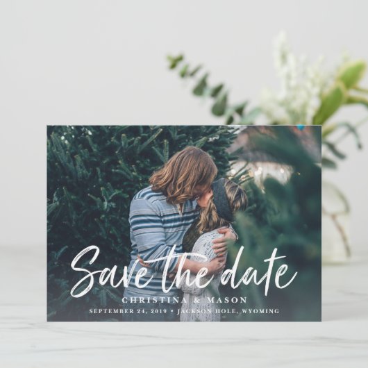 Casual penseel | De foto bewaart de Datum Save The Date (Staand voorkant)