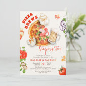 Casual Pizza Brews & Diapers Too Baby Shower Kaart (Staand voorkant)