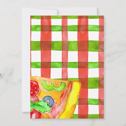 Casual Pizza Party Baby shower Slice Waterverf Kaart (Achterkant)