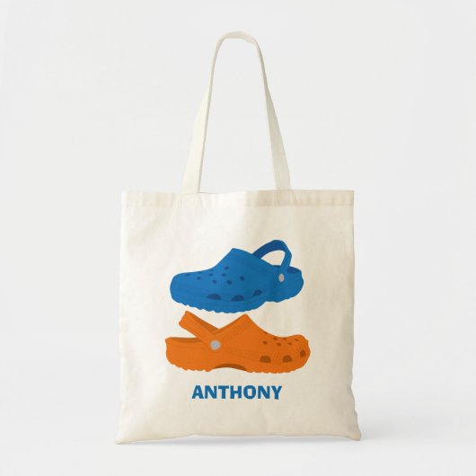 Casual plastic zakje schoetst blauw en Oranje Tote Bag (Voorkant)