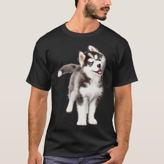 Casual Pomsky Portrait Graphic Art Mannen Vrouwen T-shirt (Voorkant)