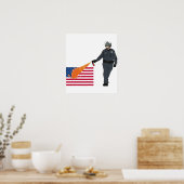 Casual pop-uppop met vlag in kleur poster (Keuken)
