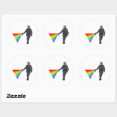 Casual pop-upregenboog met piepspuit met kleur ronde sticker (Vel)