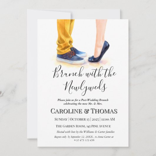 Casual post-bruiloft brunch moderne kalligrafie kaart (Voorkant)