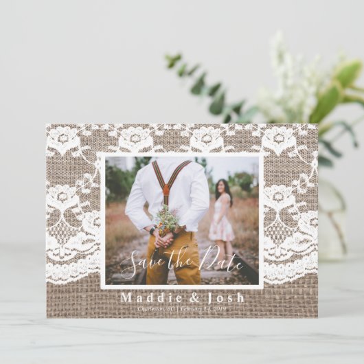 Casual puinhoop en kant opslaan Datum Kaart (Staand voorkant)