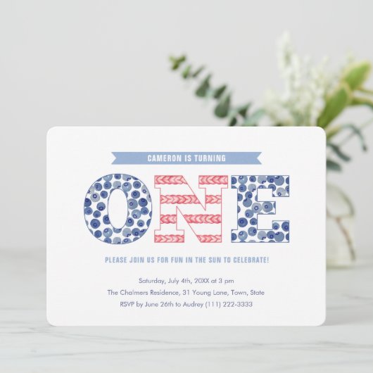 Casual Red White Blue Cookout 1e verjaardag Kaart (Staand voorkant)
