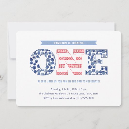 Casual Red White Blue Cookout 1e verjaardag Kaart (Voorkant)