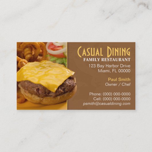 Casual restaurant Visitekaartje voor de opleiding (Voorkant)