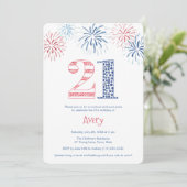 Casual Rood Wit Blauw Buitenshuis 21e Verjaardagsf Kaart (Staand voorkant)