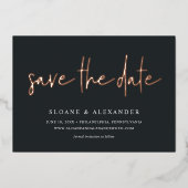 Casual Roos Gold | Moderne bruiloft redt de Folie Uitnodiging (Voorkant)