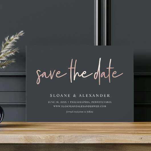 Casual Roos Gold | Moderne bruiloft Save The Date