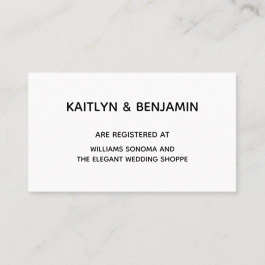 Casual Roos Gold Typography Cadeau Registry Informatiekaartje (Achterkant)