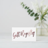 Casual Roos Gold Typography Cadeau Registry Informatiekaartje (Staand voorkant)