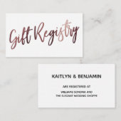 Casual Roos Gold Typography Cadeau Registry Informatiekaartje (Voorkant / Achterkant)