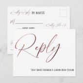 Casual Roos Gouden Handschrift RSVP Song Aanvraag Briefkaart (Voorkant / Achterkant)