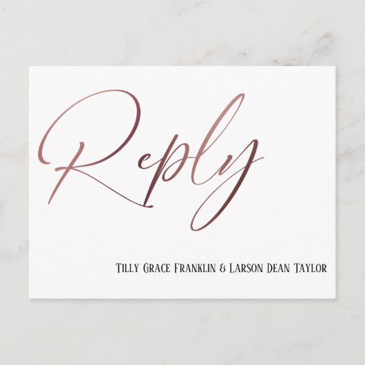 Casual Roos Gouden Handschrift RSVP Song Aanvraag Briefkaart (Voorkant)