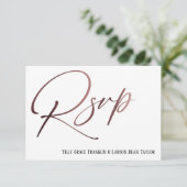 Casual Roos Gouden Handschrift RSVP Song Aanvraag Informatiekaartje (Staand voorkant)