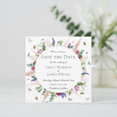 Casual roze Paarse vlindervlinder Bewaar datum Save The Date (Staand voorkant)