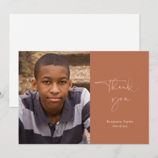 Casual Rust Afstuderen Hartelijk dank voor uw foto Bedankkaart (Voorkant / Achterkant)