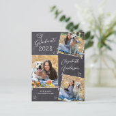 Casual Rustic 3 Afstuderen fotoalkboard Uitnodiging Briefkaart (Staand voorkant)