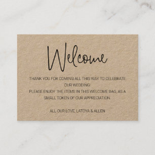 Casual Rustic Weddenschap Welkomstcadeau voor tas Plaatskaartje