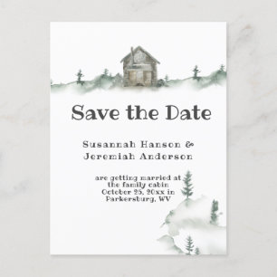 Casual rustieke familie hut Save the Date   Aankondigingskaart