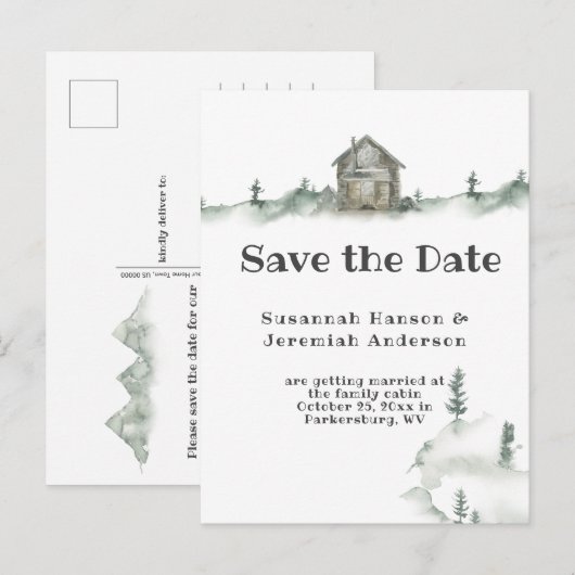 Casual rustieke familie hut Save the Date | Aankondigingskaart (Voorkant / Achterkant)