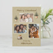 Casual rustieke vrolijke kerstfoto feestdagenkaart (Staand voorkant)