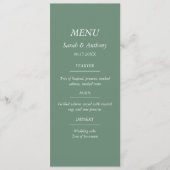 Casual Sage Green Minimalistisch Elegant Trouwvoed Menu (Voorkant)