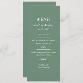 Casual Sage Green Minimalistisch Elegant Trouwvoed Menu