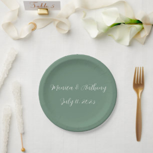 Casual Sage Groen Eenvoudig Script Minimalistische Papieren Bordje