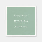 Casual Sage Groen Eenvoudig Script Minimalistische Servet (Voorkant)