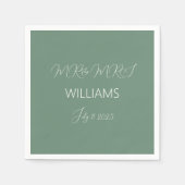 Casual Sage Groen Eenvoudig Script Minimalistische Servet (Voorkant)