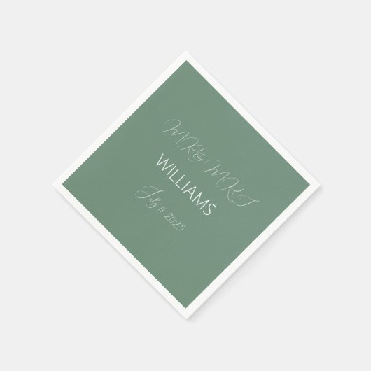 Casual Sage Groen Eenvoudig Script Minimalistische Servet (Hoek)