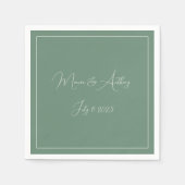 Casual Sage Groen Eenvoudig Script Minimalistische Servet (Voorkant)