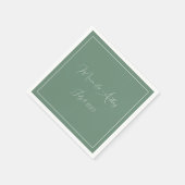 Casual Sage Groen Eenvoudig Script Minimalistische Servet (Hoek)